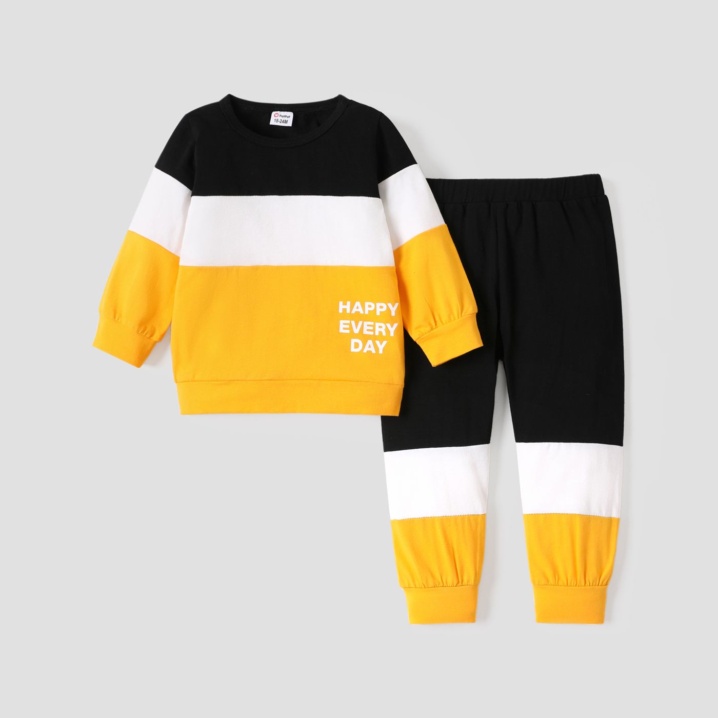 

Baby Boy 2pcs Letter Print Colorblock Sweatshirt and Pants Set/ Zipper Boots