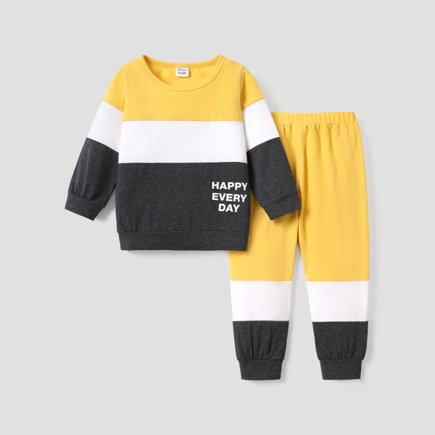 Baby Boy 2pcs Letter Print Colorblock Sweatshirt And Pants Set/ Zipper Boots