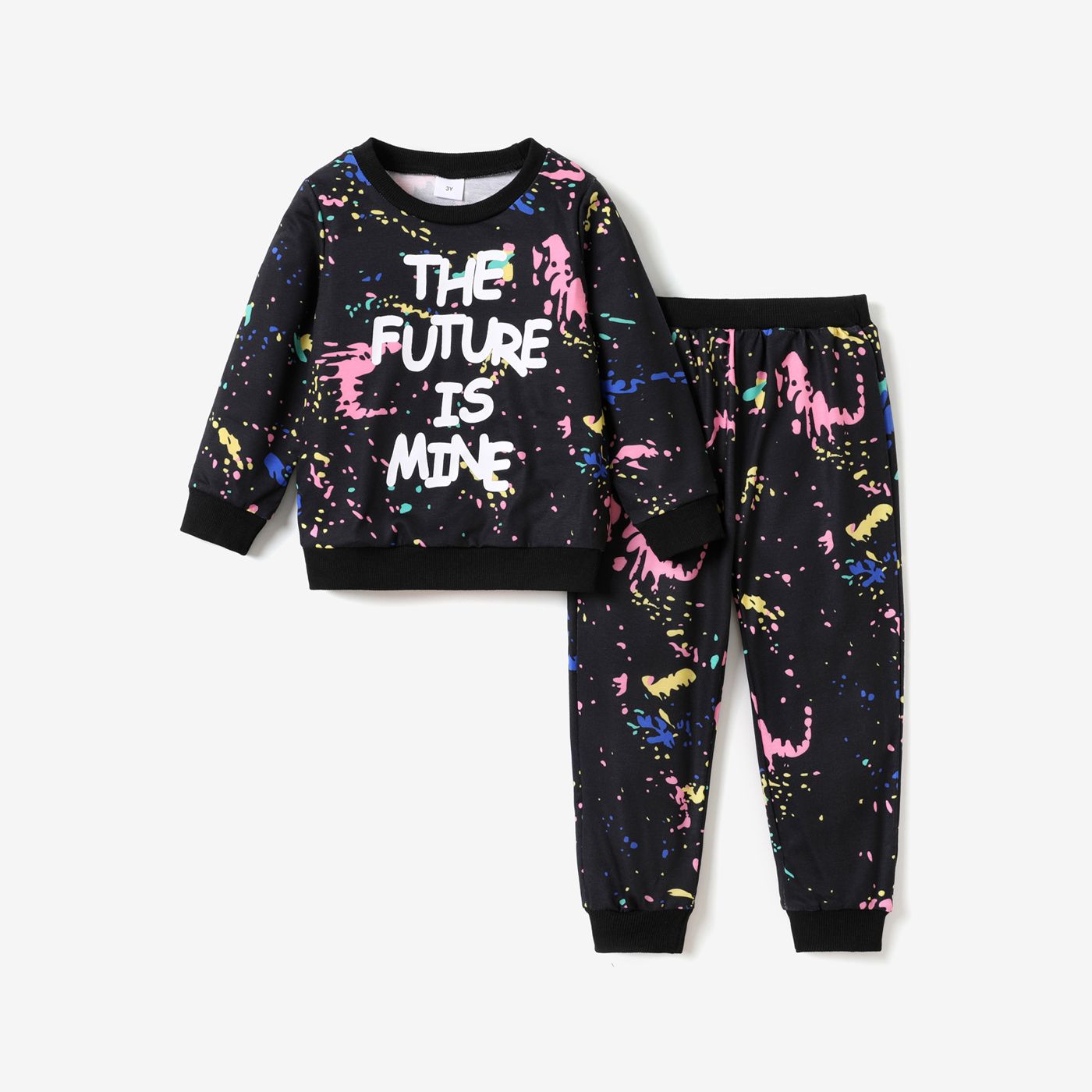 2-piece Toddler Boy Letter Painting Print Pullover And Pants Set