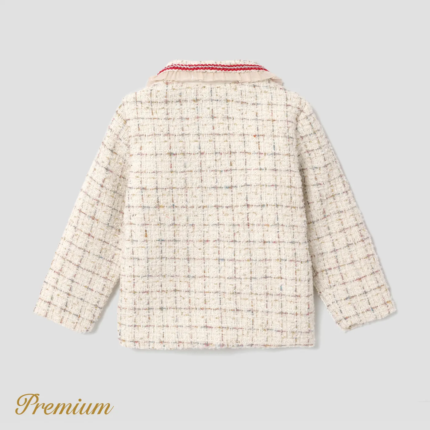 Toddler Girl Elegant Grid Long Sleeve Coat Beige image 5