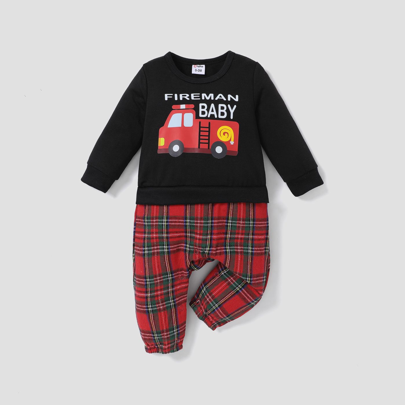 Baby Boy Stylish Grid Long Sleeve Jumpsuit