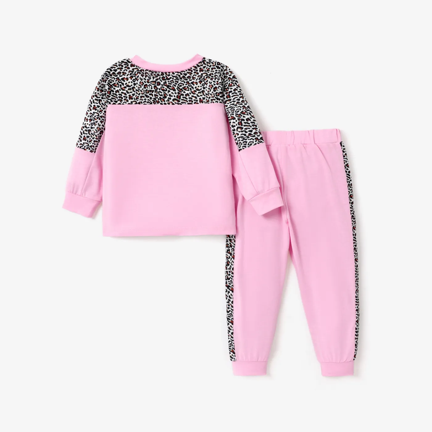 2-piece Toddler Girl Letter Leopard Print Sweatshirt and Pants Set  image 2