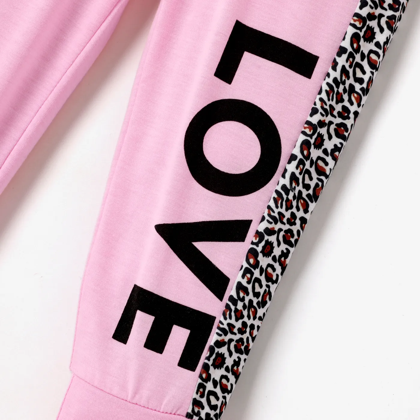2-piece Toddler Girl Letter Leopard Print Sweatshirt and Pants Set  image 5