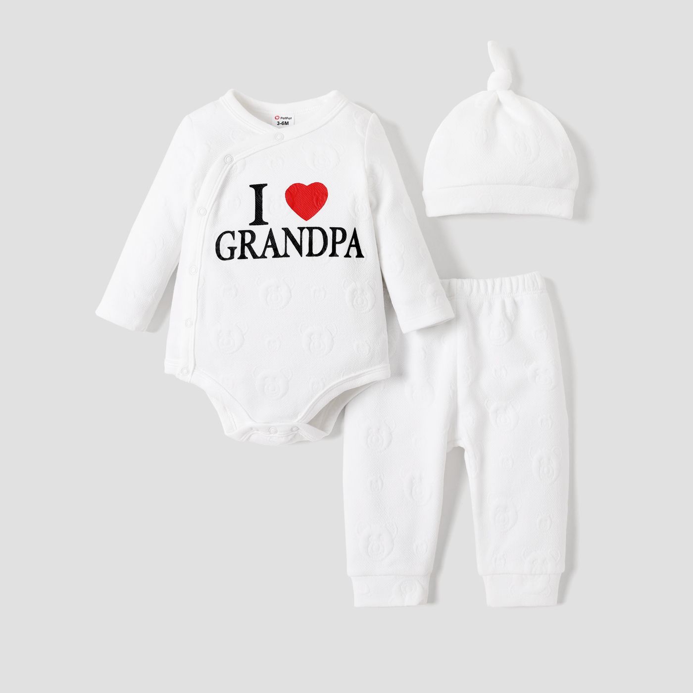 3pcs Baby Girl / Boy Medium Thick Long Sleeve Childlike Letter Design Set