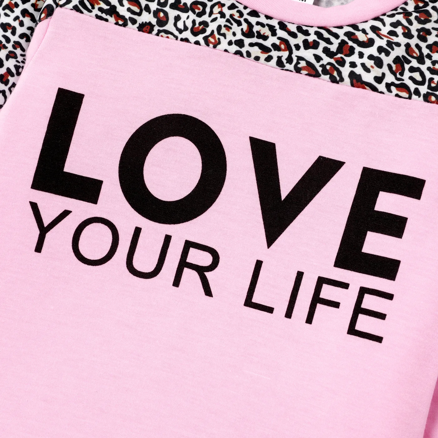 2-piece Toddler Girl Letter Leopard Print Sweatshirt and Pants Set  image 4