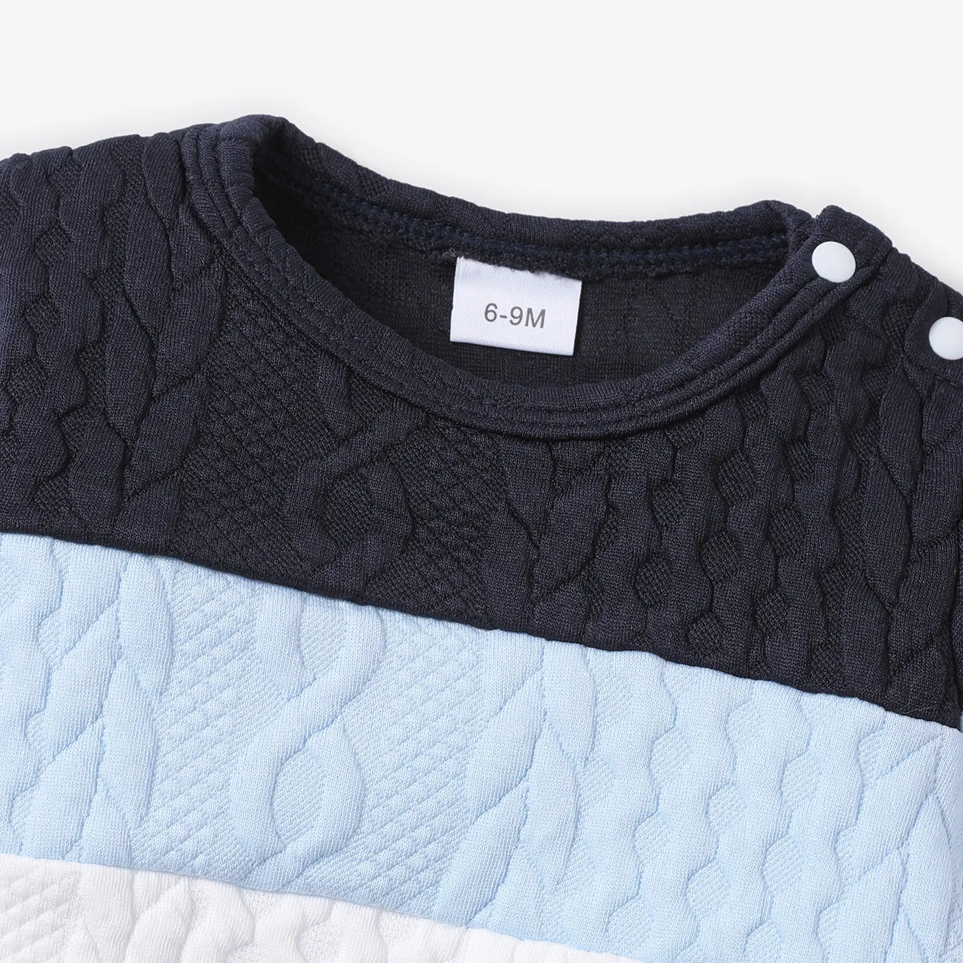 2pcs Baby Boy 95% Cotton Ripped Jeans and Textured Colorblock Long-sleeve Sweatshirt Set  image 6