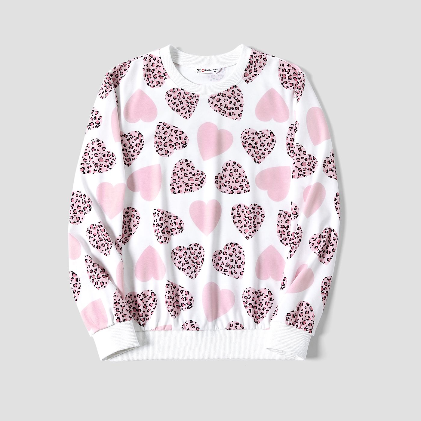 Mommy And Me  Leopard Print Sweet Heart Long-sleeve Tops