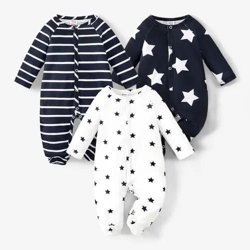 Baby Boy Basic Geometrischer bedruckter Langarmpyjama 