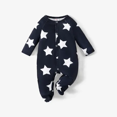 男嬰基本幾何印花長袖睡衣