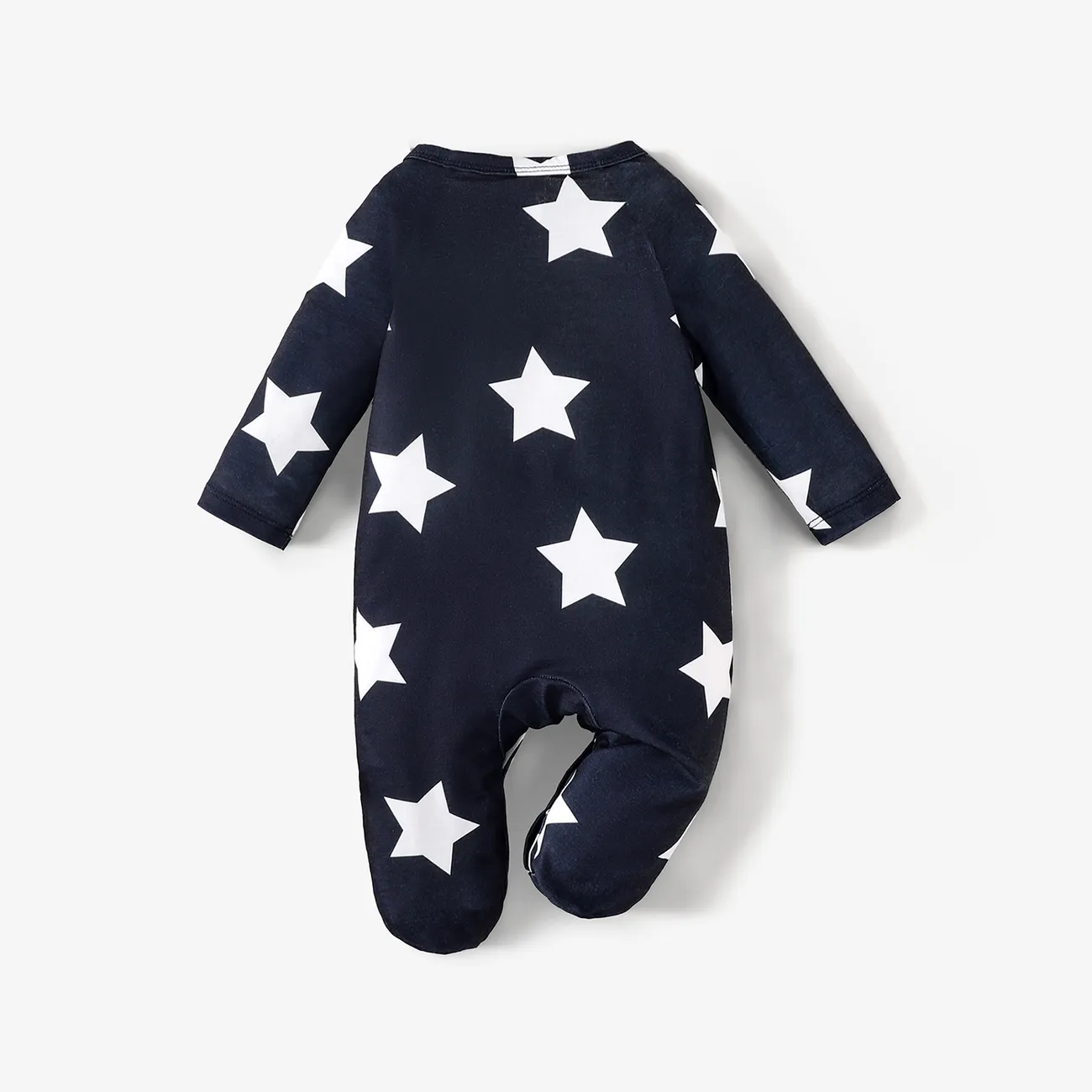 Baby Boy Basic Geometric Printed Long Sleeve Pajama  Bleu Royal big image 1