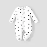 Baby Boy Basic Geometric Printed Long Sleeve Pajama  White