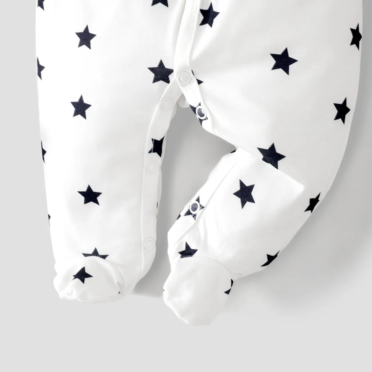 Baby Boy Basic Geometric Printed Long Sleeve Pajama  Blanc big image 1