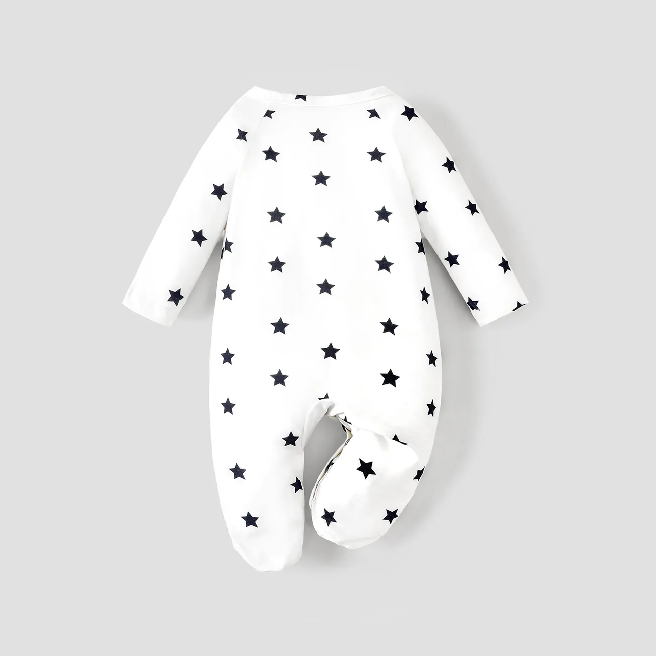 Baby Boy Basic Geometric Printed Long Sleeve Pajama  White big image 1