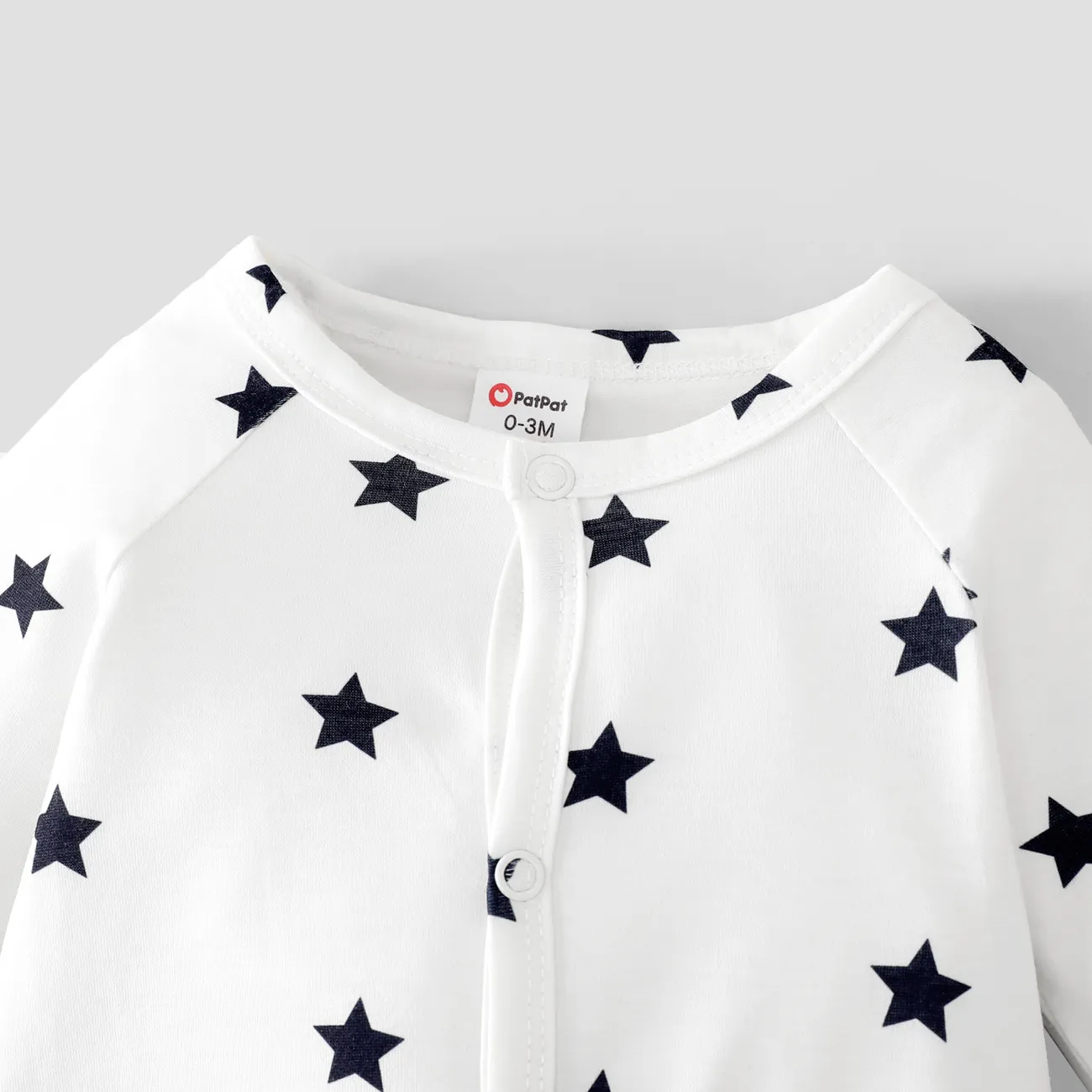 Baby Boy básico geométrico impresso pijama manga comprida  Branco big image 1