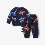 2pcs Baby Boy Allover Dinosaur Print Long-sleeve Sweatshirt & Sweatpants Set  image 5