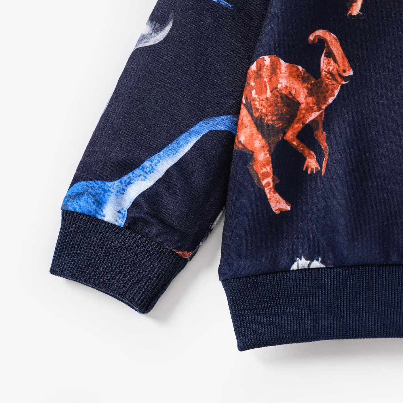 2pcs Baby Boy Allover Dinosaur Print Long-sleeve Sweatshirt & Sweatpants Set  image 3