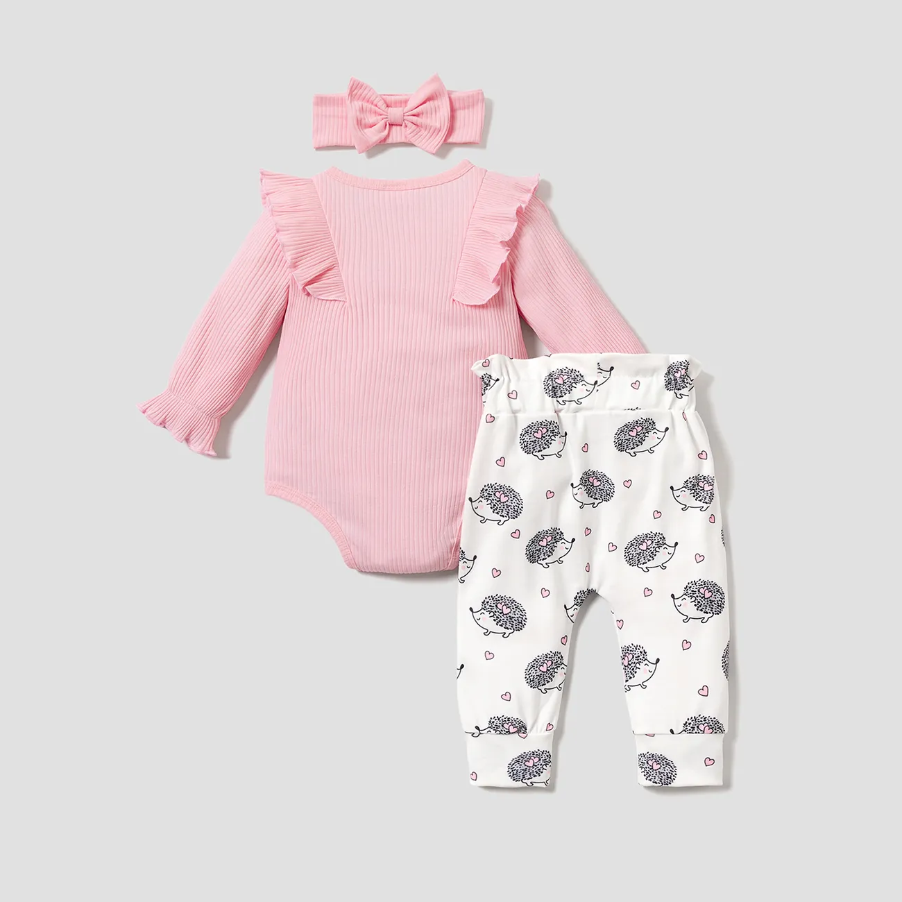 3 Stück Baby Mädchen Stoffnähte Koala Süß Langärmelig Baby-Sets rosa big image 1
