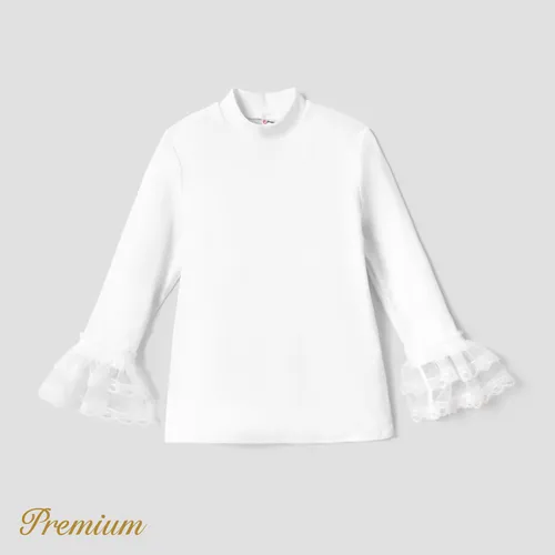 Kid Girl Trendy Elegant Long Sleeve Top with Stand Collar