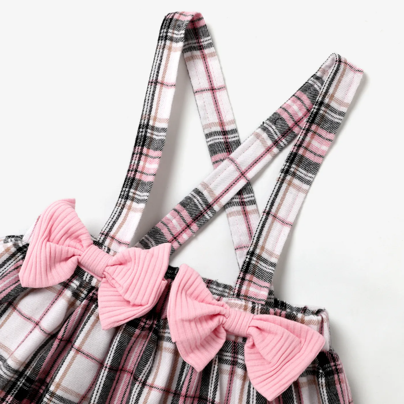 Toddler Girl Faux-two Bowknot Design Plaid Long-sleeve Dress Pink image 4