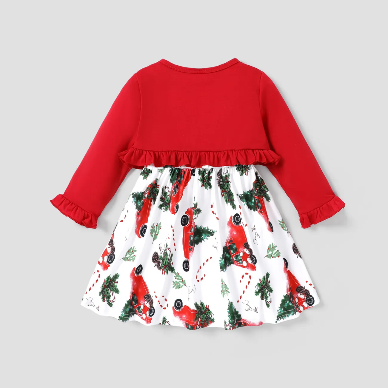 2pcs Toddler Girl Halloween Letter Pumpkin Print Sleeveless Dress and Ruffled Cardigan Set Red big image 1