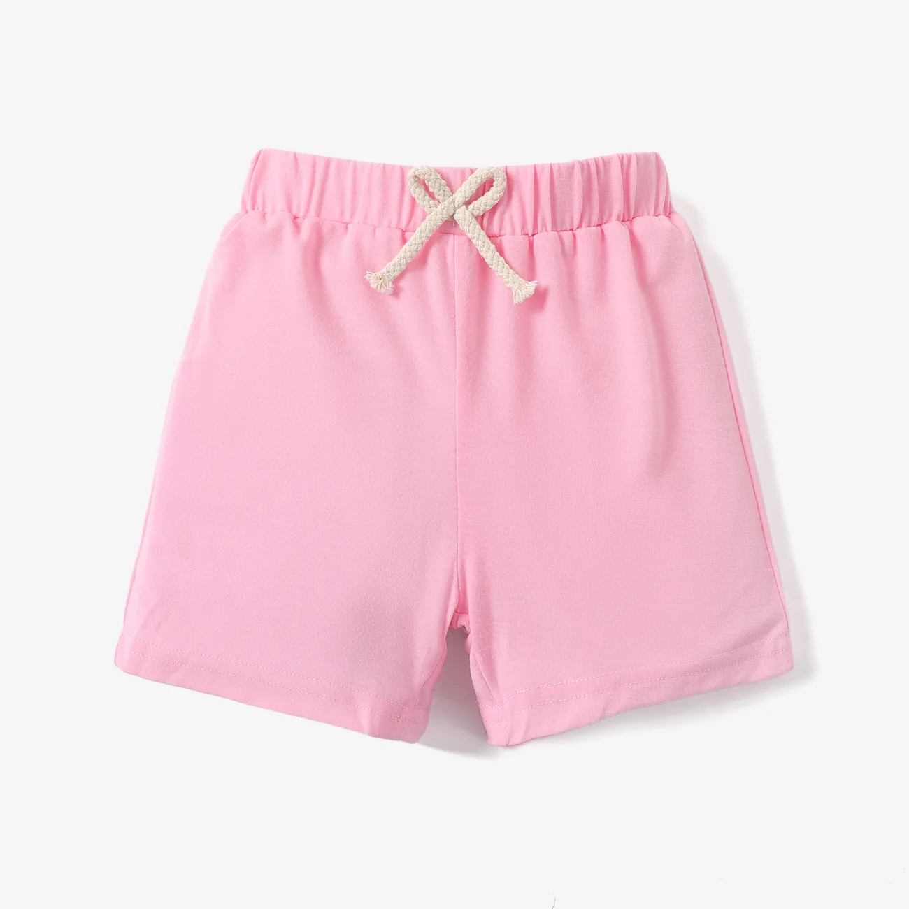 Toddler Girl/Boy Basic Solid Shorts Pink big image 1