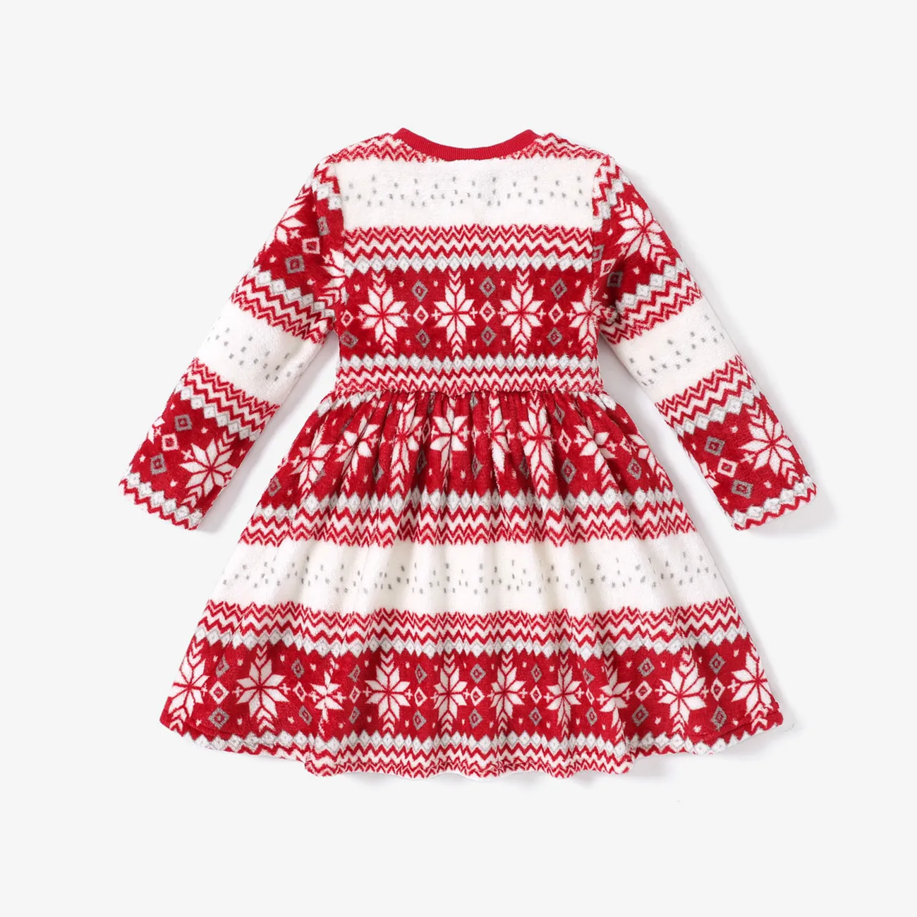 Toddler Girl Sweet Christmas Long Sleeve Dress  Red big image 1
