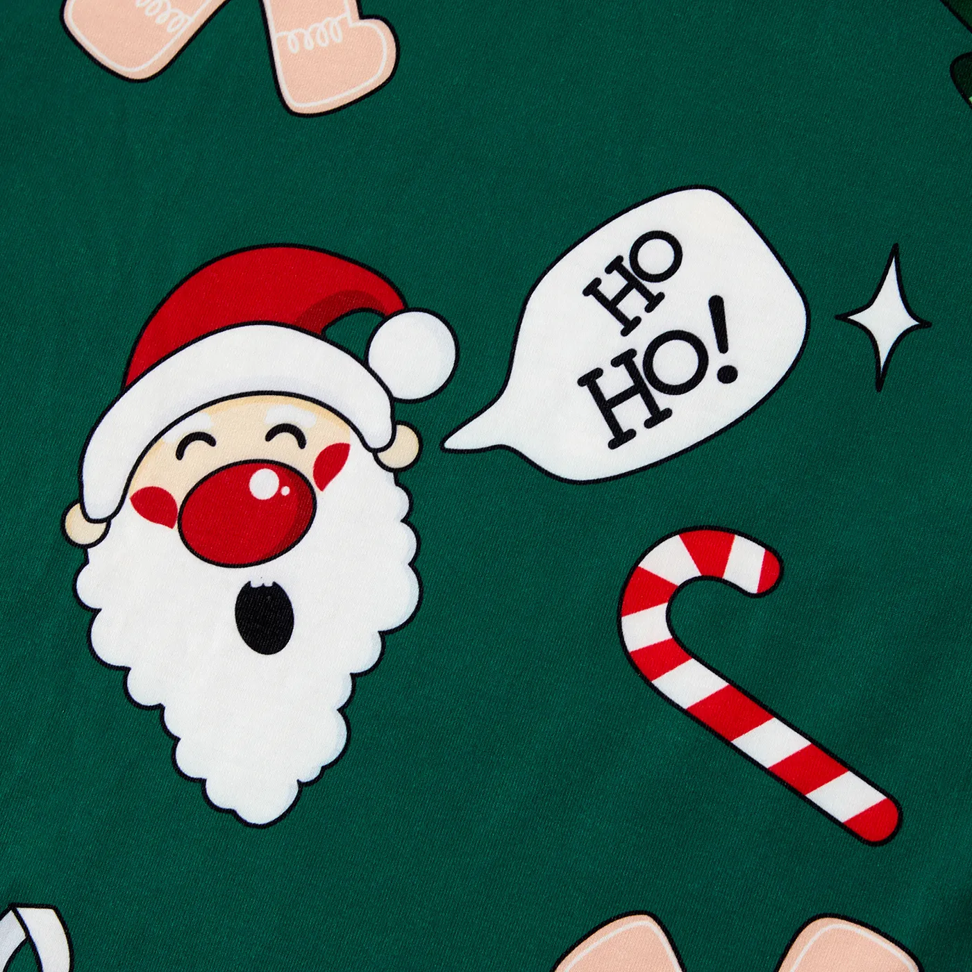 Christmas Family Matching Theme Print Short-sleeve Pajamas Sets(Flame resistant) Green image 6