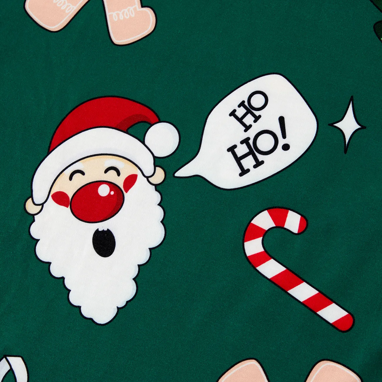 Christmas Family Matching Theme Print Short-sleeve Pajamas Sets(Flame resistant) Green big image 1