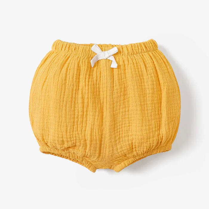 Baby Boy/Girl 100% Cotton Crepe Bow Detail Solid Shorts
