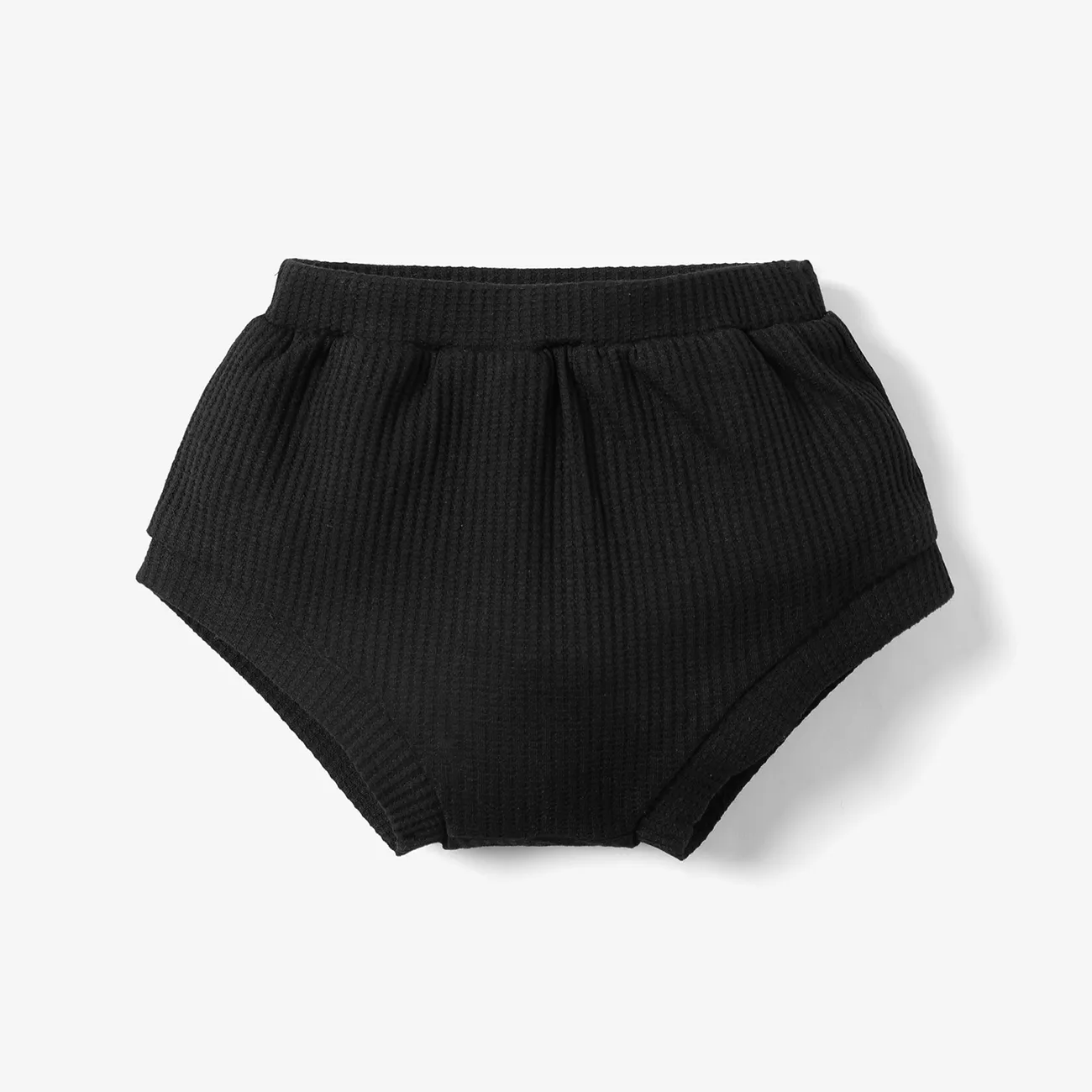 Baby Boy/Girl Solid Waffle Textured Shorts Black big image 1