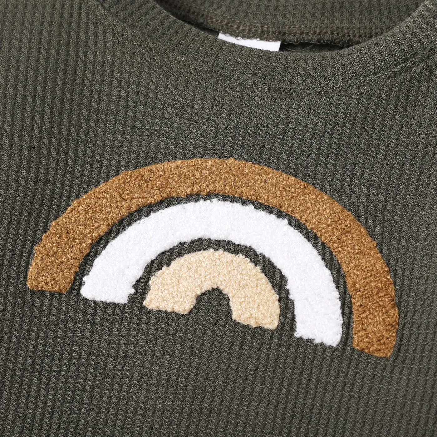 Baby Boy/Girl Rainbow Pattern Waffle Long-sleeve Pullover Sweatshirt  image 3