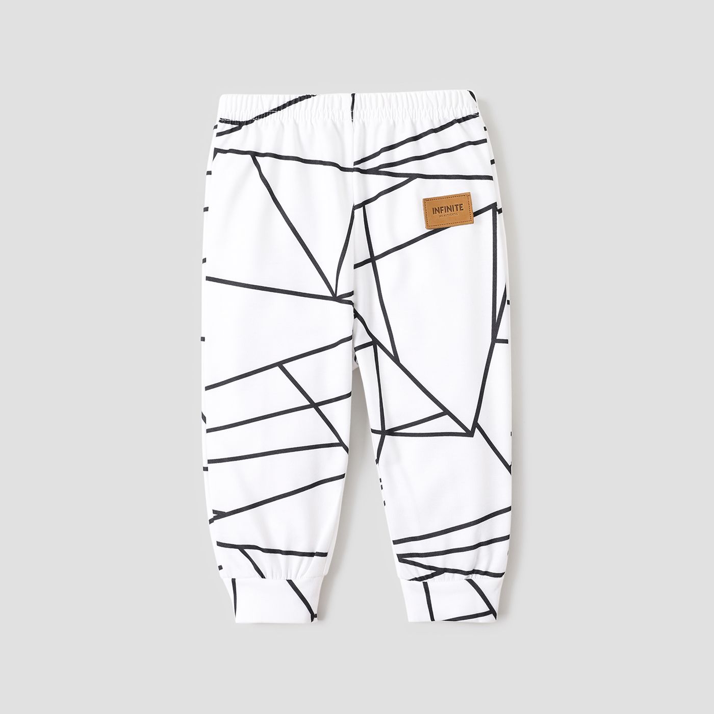 Baby Boy Leather Patch Design Geometric Print Pants