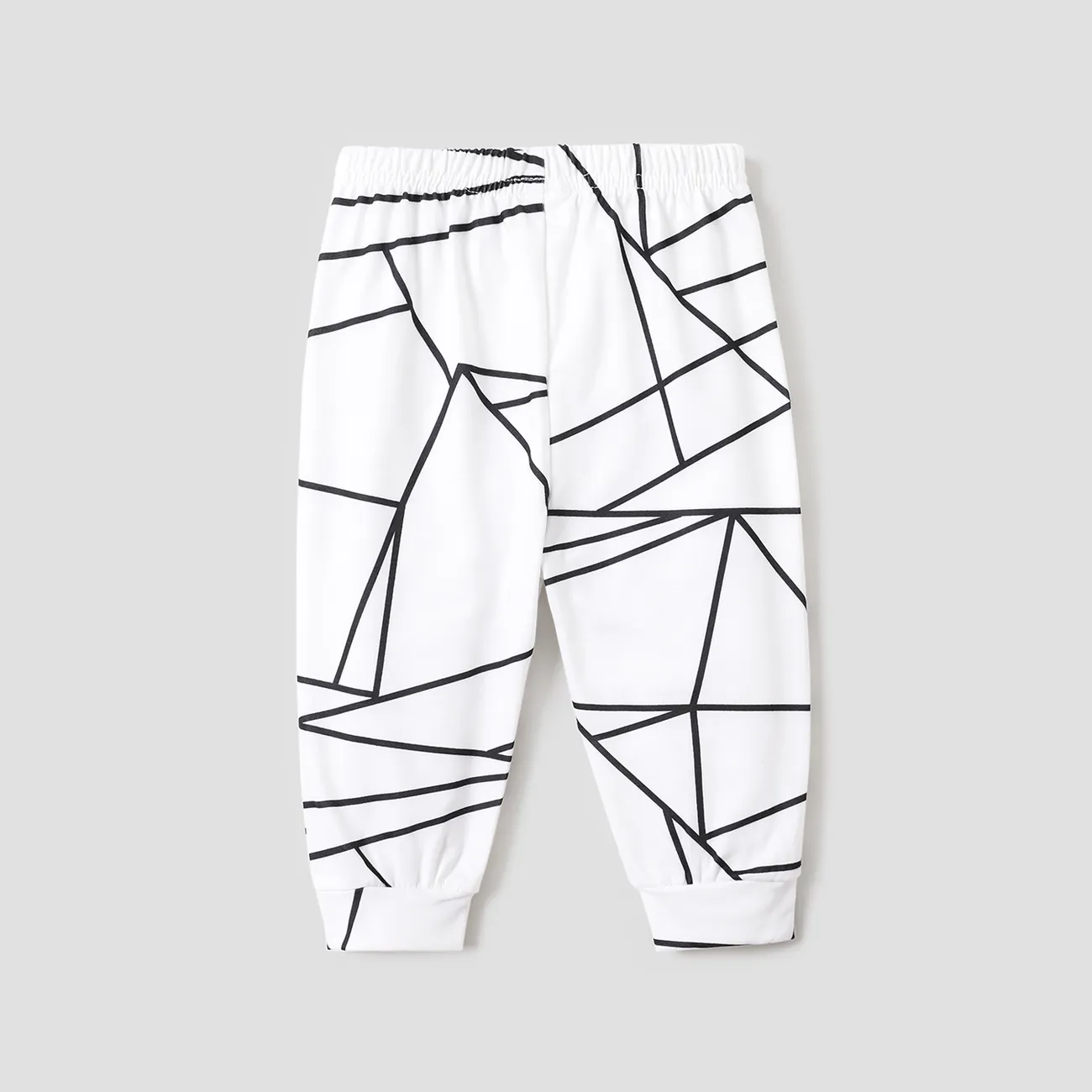 Baby Boy Leather Patch Design Geometric Print Pants White big image 1