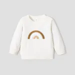 Baby Boy/Girl Rainbow Pattern Waffle Long-sleeve Pullover Sweatshirt White