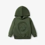 Toddler Boy/Girl Face Graphic Textured  Solid Color Hoodie Sweatshirts Army green