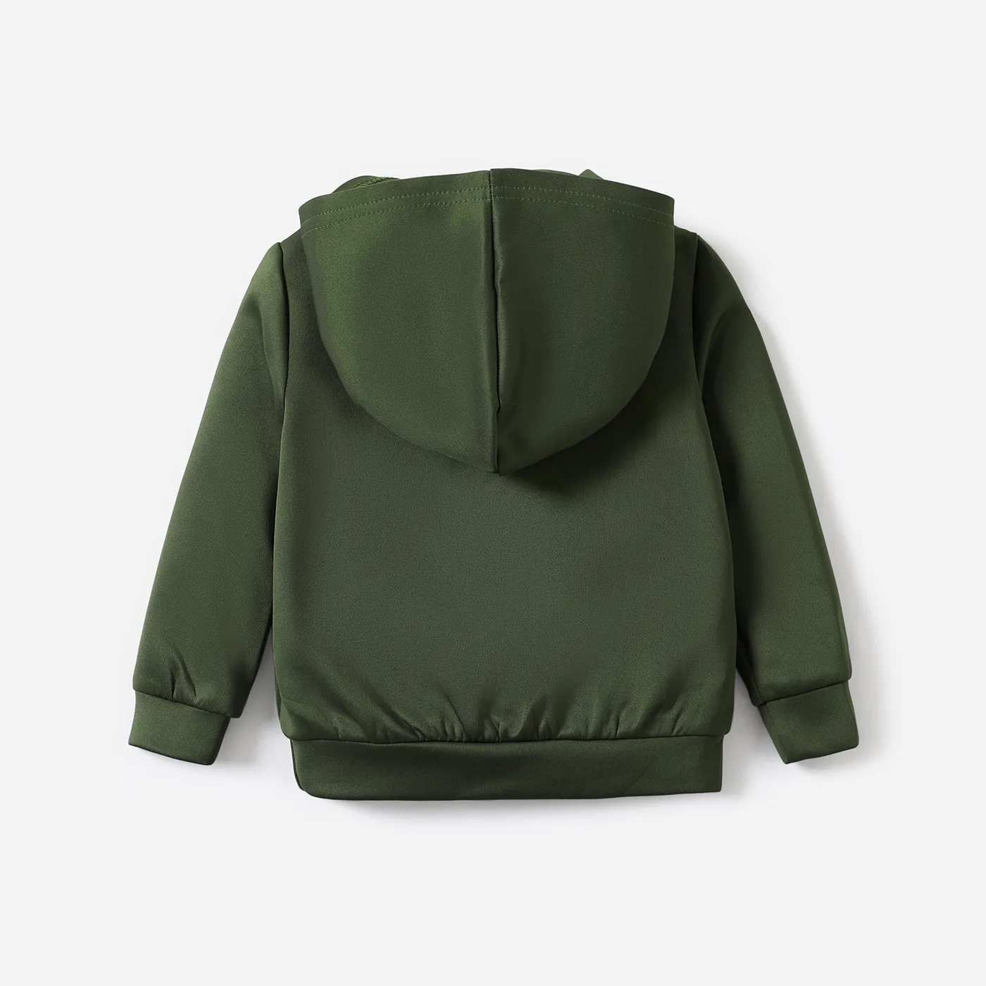 Toddler Boy/Girl Face Graphic Textured  Solid Color Hoodie Sweatshirts Army green image 5