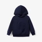 Toddler Boy/Girl Face Graphic Textured  Solid Color Hoodie Sweatshirts Dark Blue
