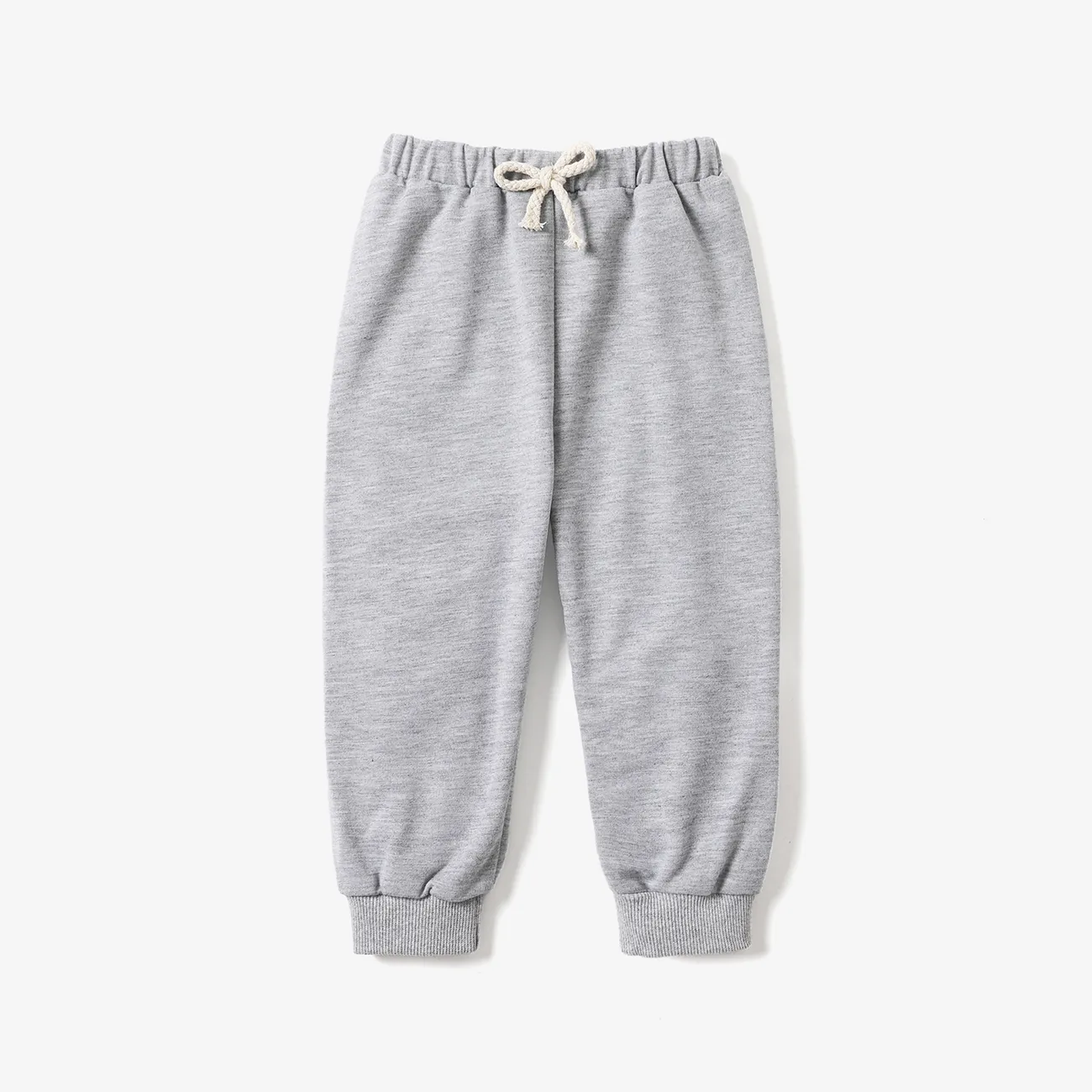 Baby Boy/Girl Solid Elasticized Waist Sweatpants Joggers Pants Grey big image 1