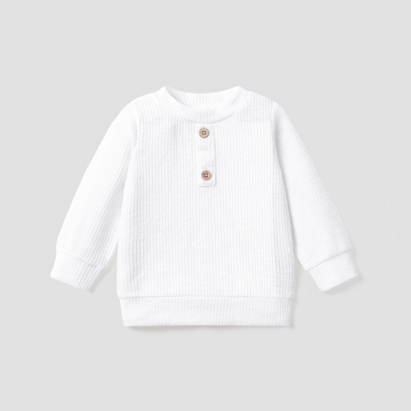 Toddler Boy Casual Solid Color Ribbed Long-sleeve Henley Shirt