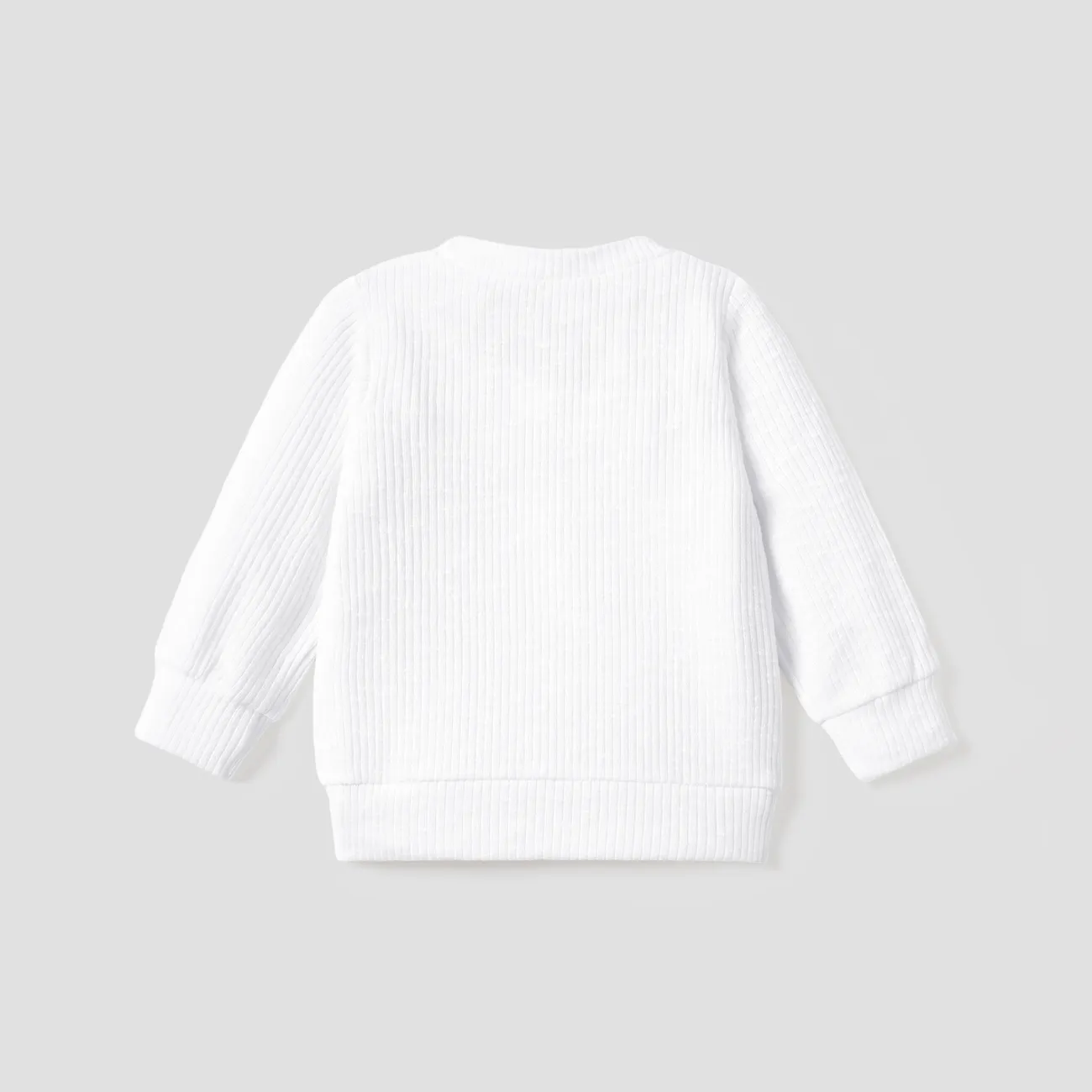 camiseta henley de manga larga acanalada de color sólido informal para niño pequeño Blanco big image 1