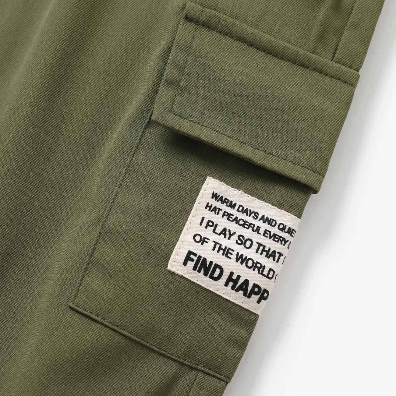 Elastische Hose mit lässigem Taschendesign für Kleinkinder Armeegrün big image 1