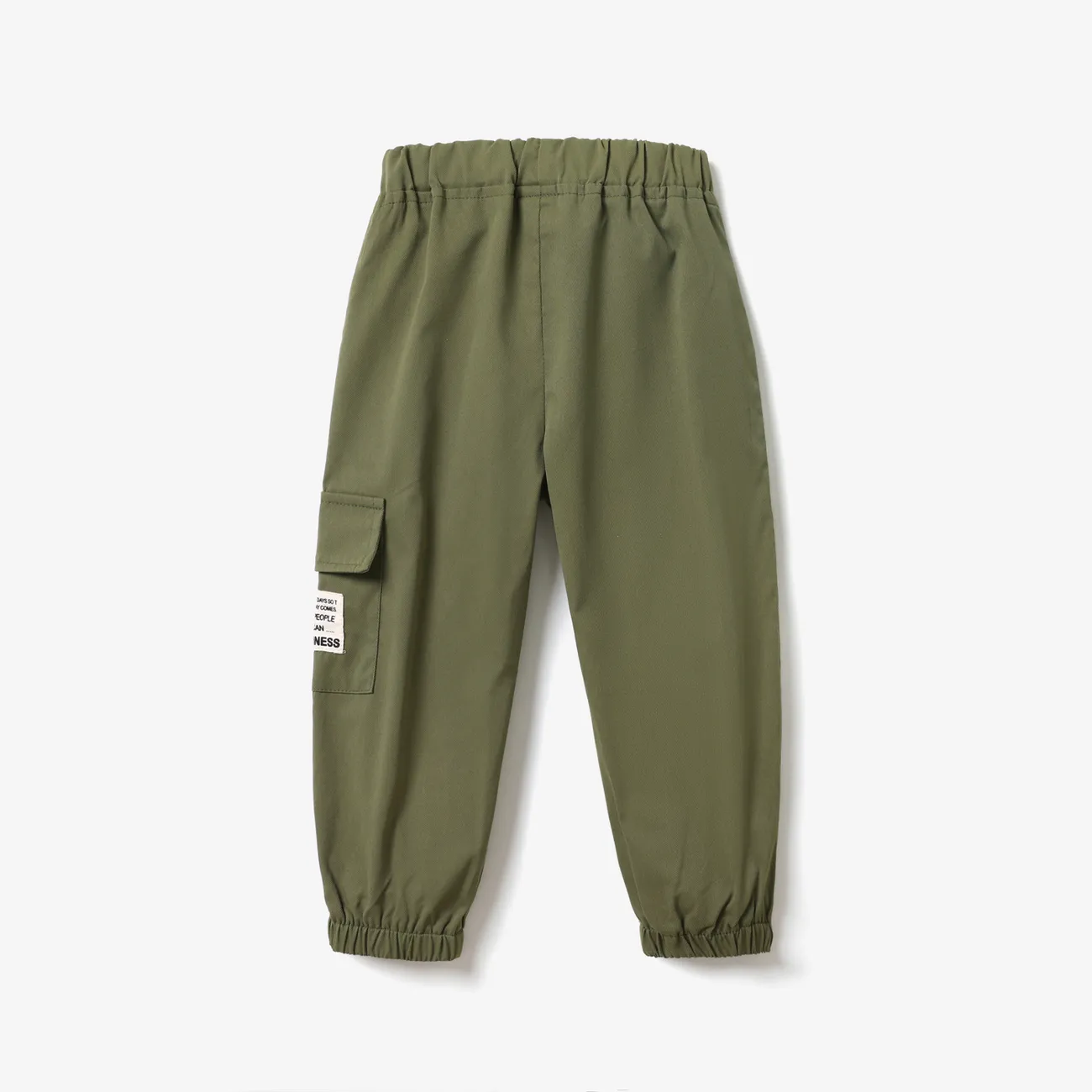 Toddler Boy Casual Pocket Design Elasticized Pants Army green big image 1