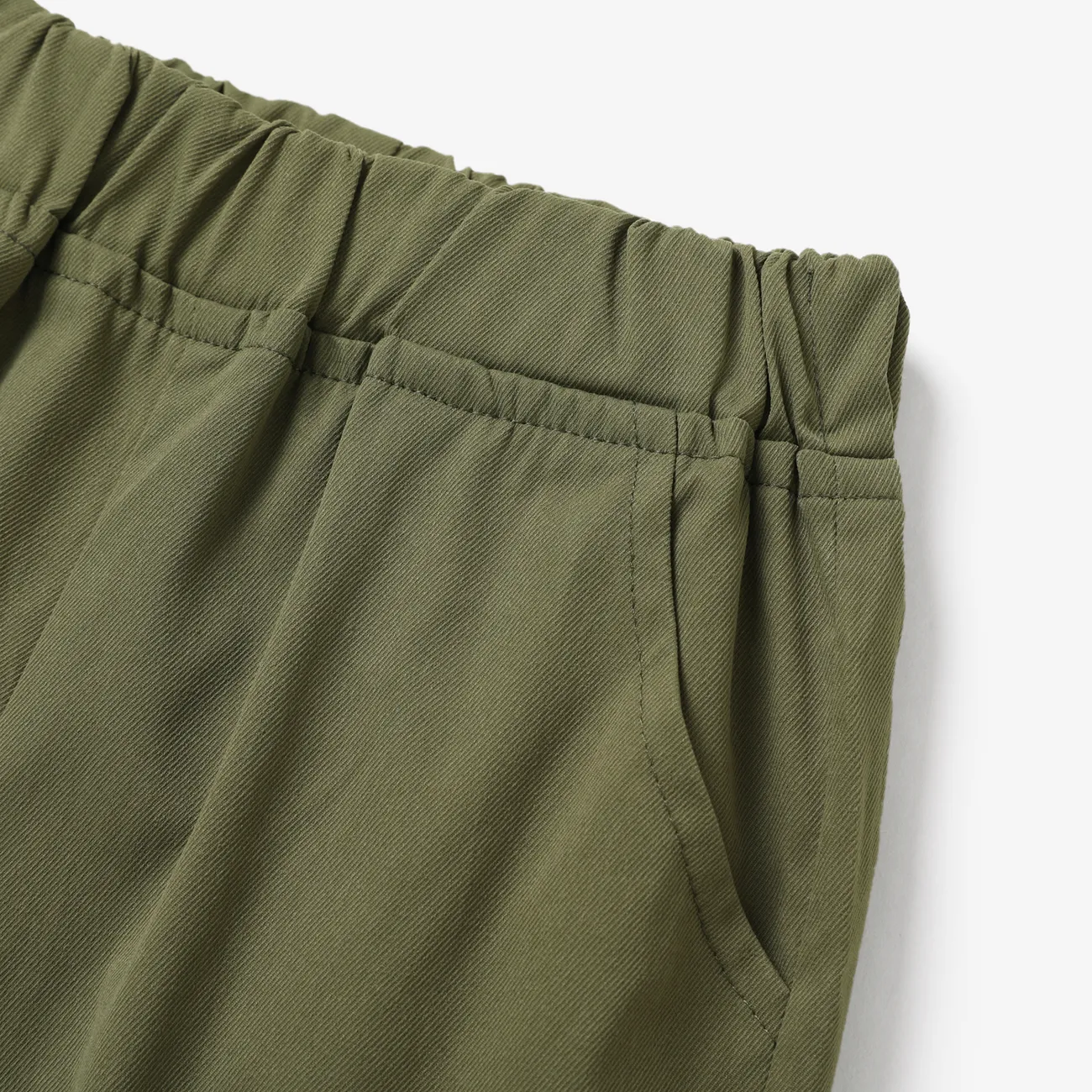 Elastische Hose mit lässigem Taschendesign für Kleinkinder Armeegrün big image 1
