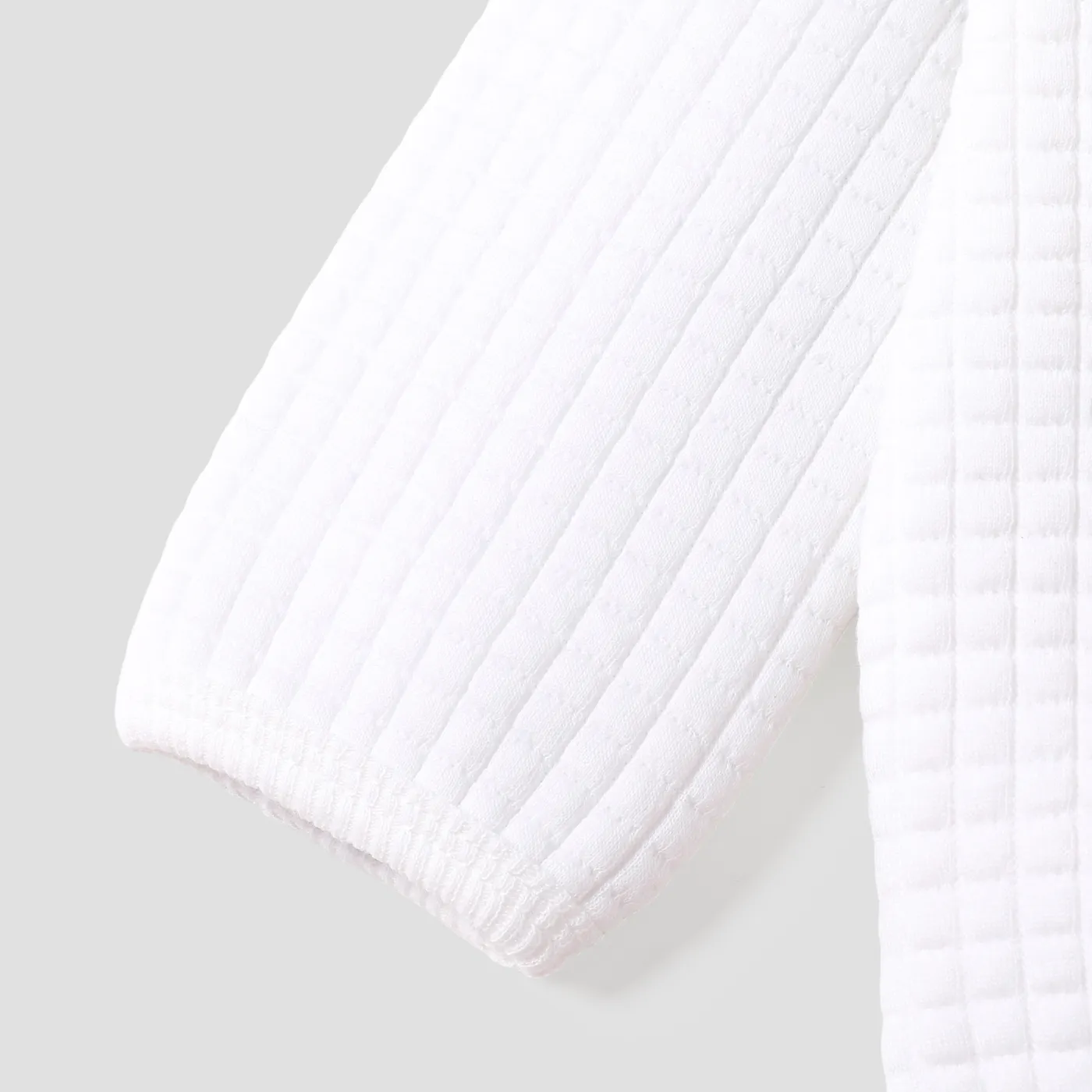 Baby Boy/Girl Solid Waffle Textured Long-sleeve Pullover Sweatshirt White image 3