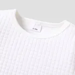Baby Boy/Girl Solid Waffle Textured Long-sleeve Pullover Sweatshirt White image 2