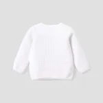 Baby Boy/Girl Solid Waffle Textured Long-sleeve Pullover Sweatshirt White image 4