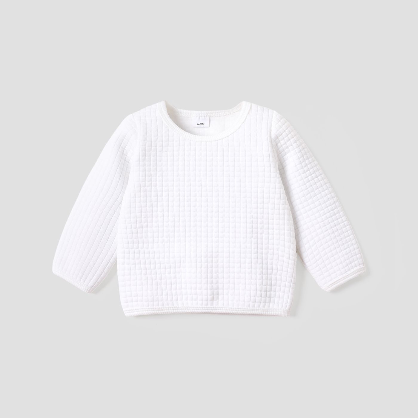 Sweat-shirt à Manches Longues Texturé Gaufré Uni Bébé Garçon/fille
