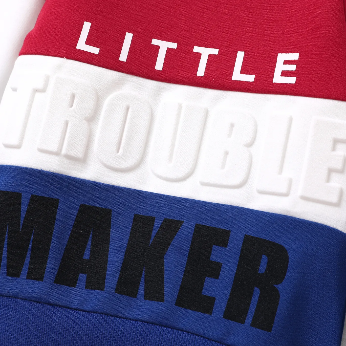 2pcs Toddler Boy Trendy Letter Print Colorblock Sweatshirt and Pants Set  image 4
