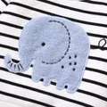2pcs Baby Boy 95% Cotton Long-sleeve Elephant Embroidered Striped Sweatshirt & Denim Jeans Set  image 2