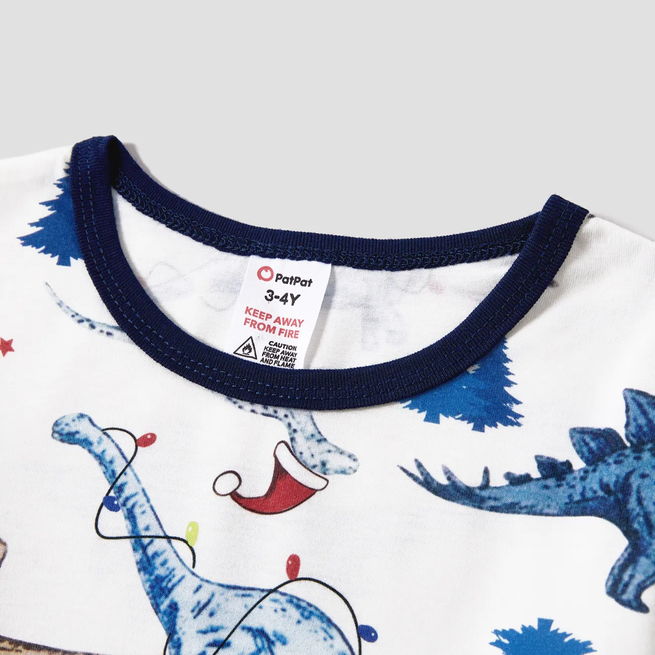 Noël Look Familial Dinosaure Manches longues Tenues de famille assorties Pyjamas (Flame Resistant) Bleu big image 1
